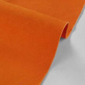 Orange water-repellent fabric with a Himalayan Oilskin finish, featuring a close-up of its durable and textured appearance.